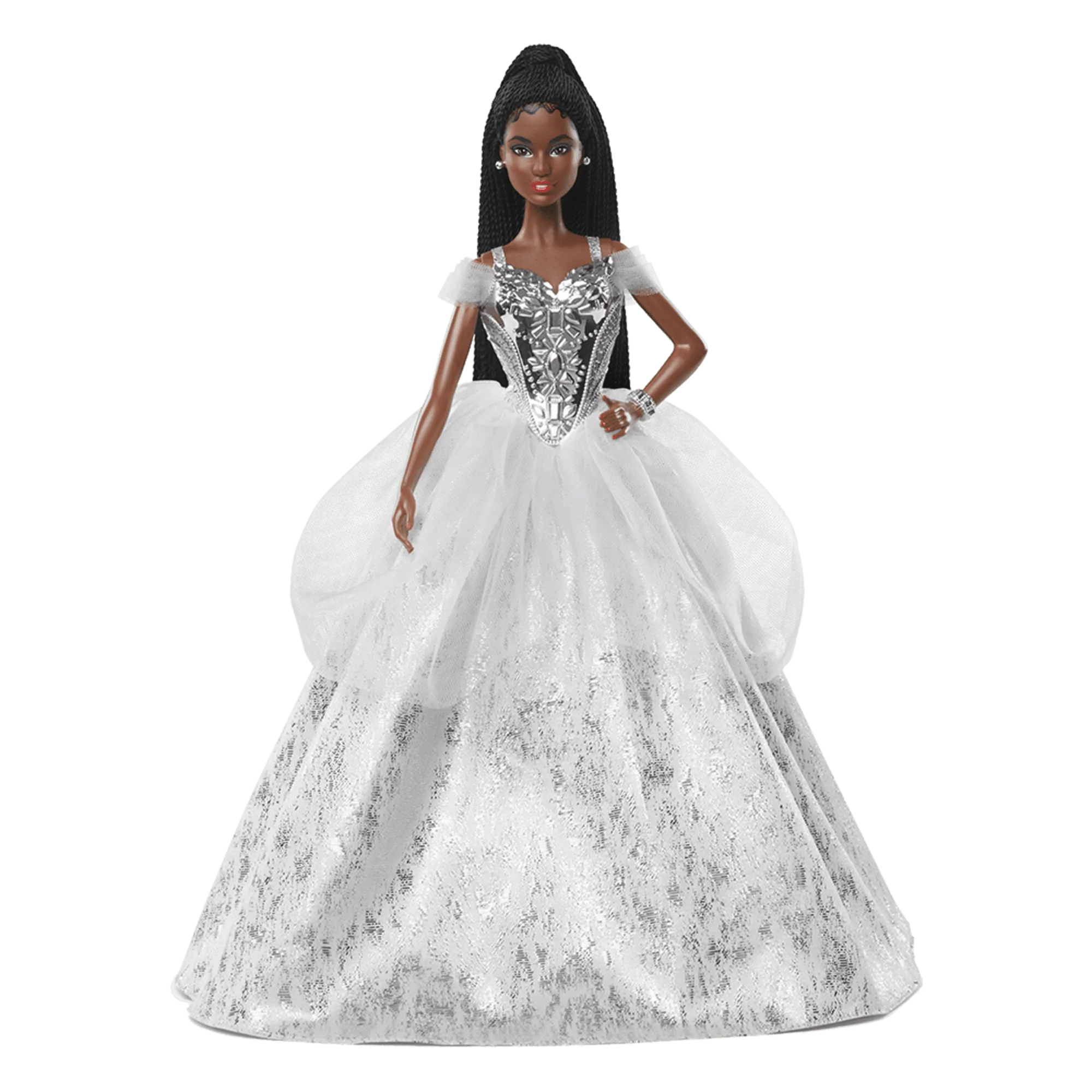 2021 Holiday Barbie Doll, Brunette Braids