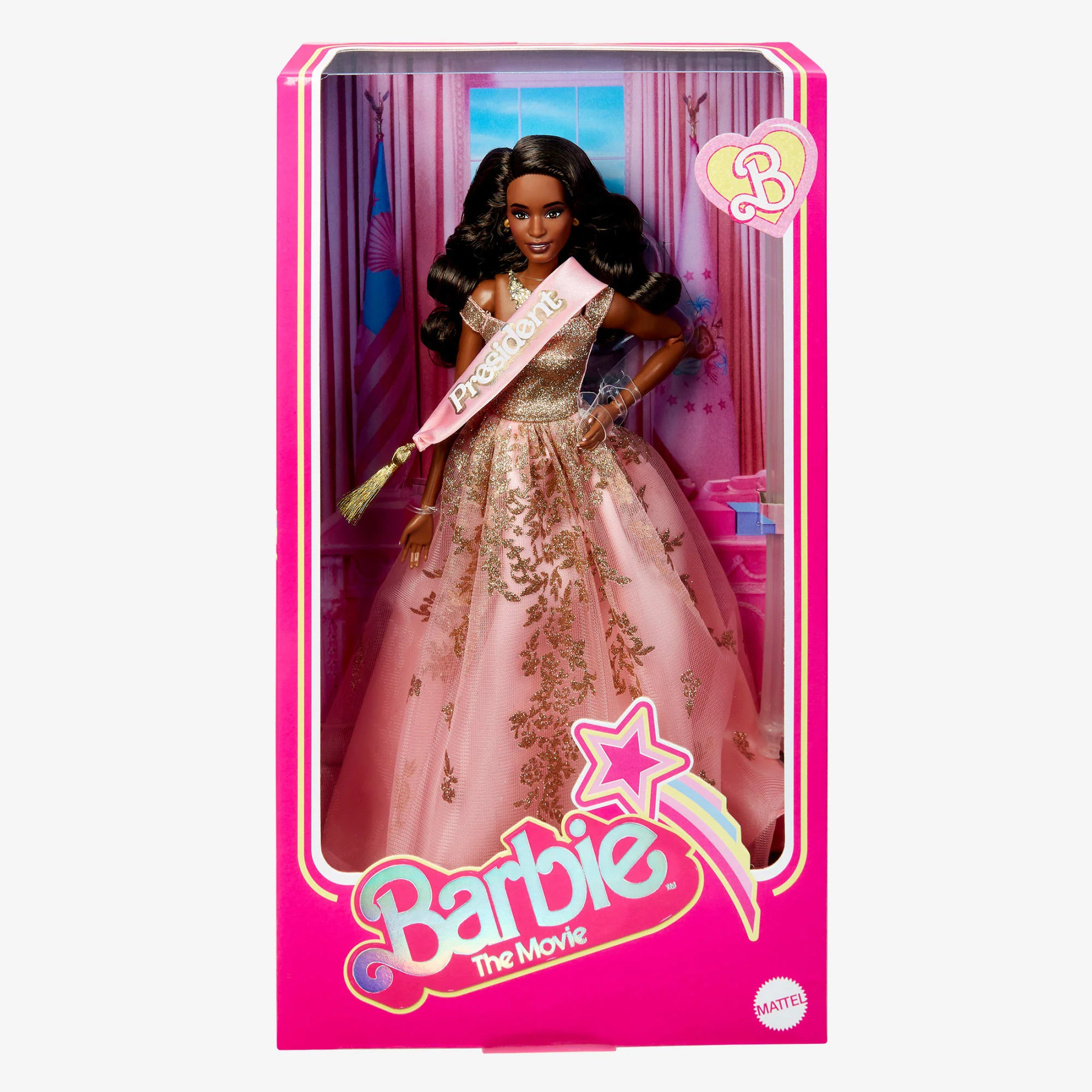 President Barbie in Pink and Gold Dress ā Barbie The Movie - Image 9